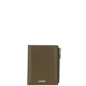 Loewe Compact Bi fold Wallet Khaki Green Calfskin